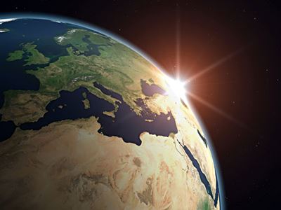 Planet Earth with Sun