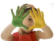 Child with painted hands