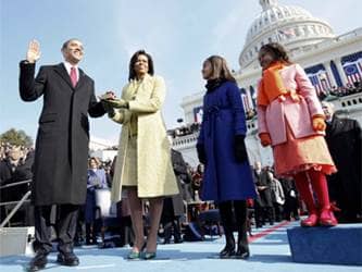 Barack Obama takes the oath of office