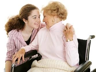 Teaching respect - teenage girl with her grandmother