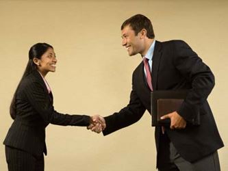 Colleagues shaking hands