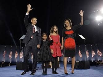 Barack Obama and Family on Election Night