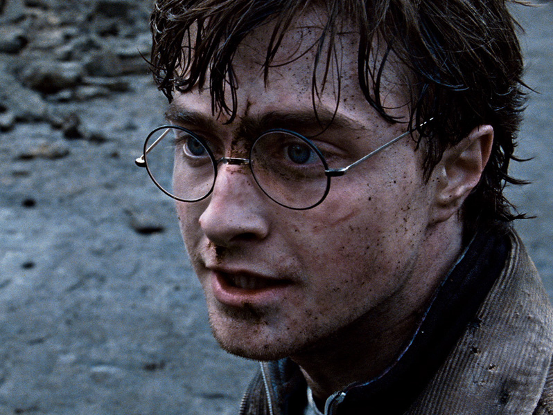 Daniel Radcliffe as Harry Potter.