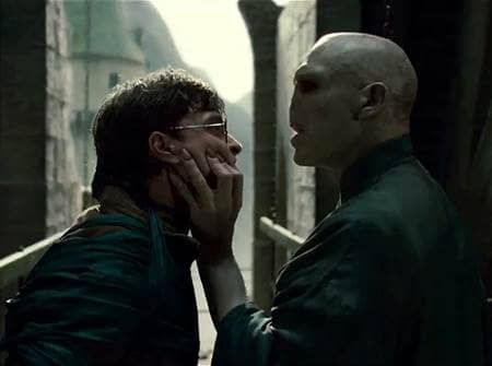 Harry faces Voldemort.