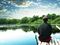 Man relaxing on a dock