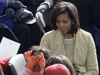 Michelle Obama and children at Inauguration