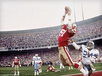 Dwight Clark Making Catch to Score Winning Touchdown