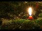 Yule, Winter Solstice, Red Candle on Pine Tree