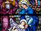 Madonna and child on stained glass window