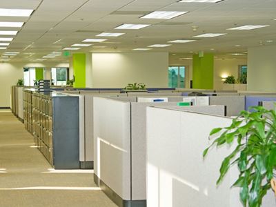 Cubicle-lined hallway