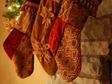Three red Christmas stockings