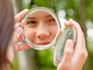 Woman's reflection in a mirror