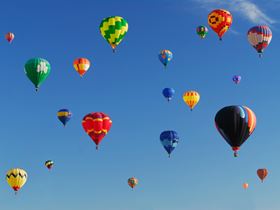 Multi-colored hot-air baloons