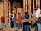 Children building a house