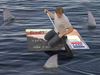guy using credit card as boat