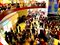 Shoppers huddled