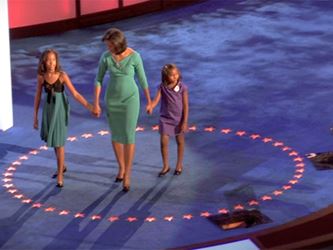 Michelle Obama with her daughters
