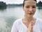 Relaxed woman by a lake