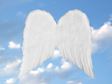 White angel wings blue sky