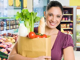 Woman with healthy groceries