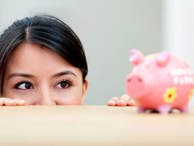Woman Piggy Bank Desk