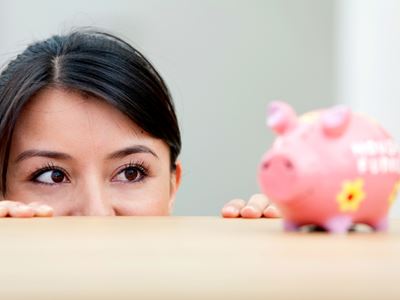 Woman Piggy Bank Desk