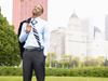 Business man enjoying freedom