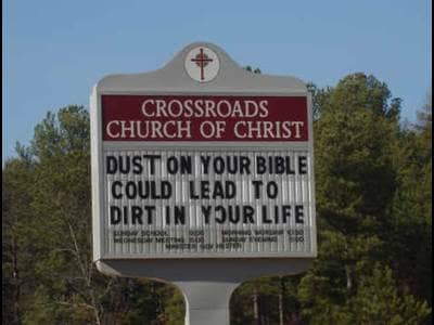 church funny signs sign bible christian sayings marquee quote beliefnet humor dusty hope
