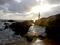 Man fishing near the ocean