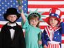 Kids in patriotic costumes - Abe Lincoln, Statue of Liberty, Uncle Sam