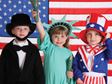 Kids in patriotic costumes - Abe Lincoln, Statue of Liberty, Uncle Sam