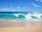 Blue ocean waves and beach