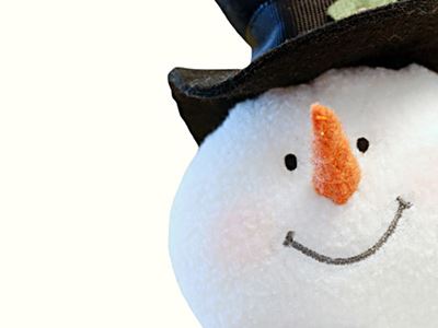 Snow man, smiling