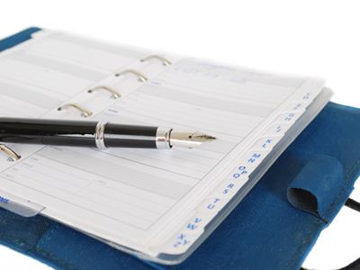 Datebook and pen