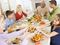 Family gathered at the dinner table