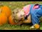 little girl with pumpkin