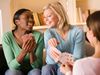 Girlfriends playing cards