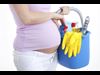 pregnant mom cleaning