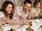 Friends eating Asian food
