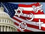American Flag With Religious Symbols
