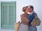 Man kissing woman on cheek
