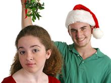 Kissing under the mistletoe