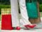 Woman in red shoes