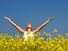 Woman stretching arms into the air
