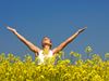 Woman stretching arms into the air