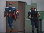 Chris Evans, left, as Steve Rogers (Captain America) and Anthony Mackie as Sam Wilson (Falcon) in "Captain America: The Winter Soldier." (Zade Rosenthal / Marvel)