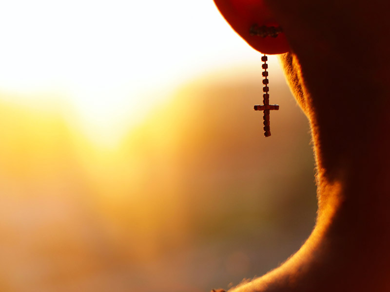 Christian Woman Cross Earring