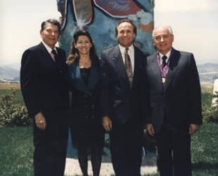 Ronald Reagan, with son Michael; Michael's wife, Colleen; and Mikhail Gorbachev