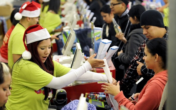 cashier and customers