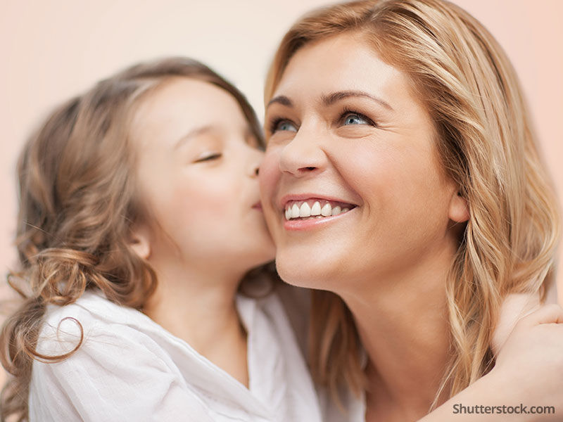 mother daughter pink hug happy
